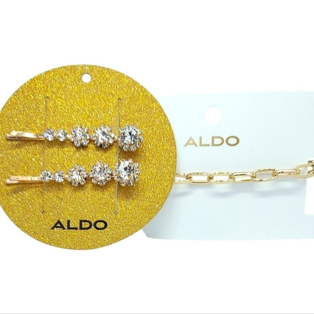 Aldo Reinstone Hair Pins & Bracelet Set Gold NWT